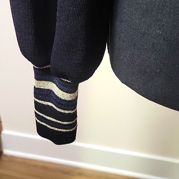 Rachel Roy Size S Black with Silver trim Knit Sweater, like new - Picture 3 of 4